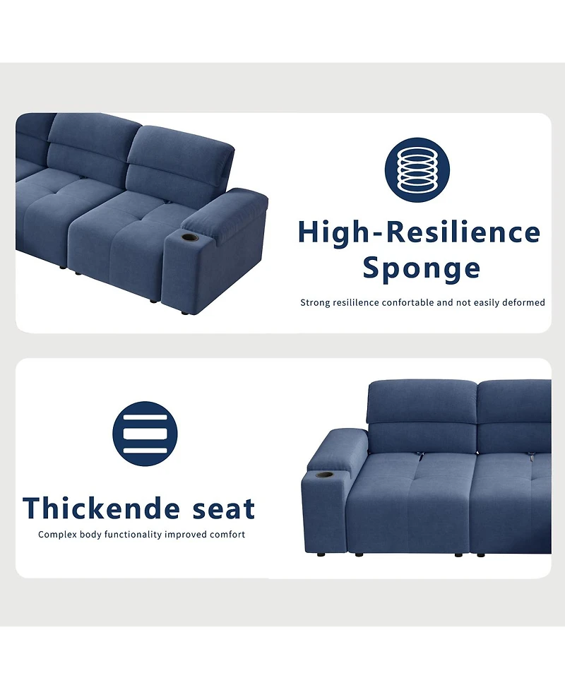 Streamdale Furniture Modern L-shaped sectional sofa, 105-inch cloud sofa with adjustable backrest and ottoman