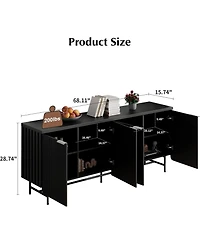 logicfox 68 inch Modern Scandinavian Alcove Door Kitchen Storage Sideboard Buffet Cabinet Console