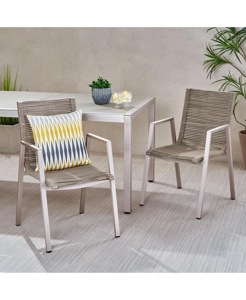 Streamdale Furniture Outdoor Modern Aluminum Dining Chair with Rope Seat