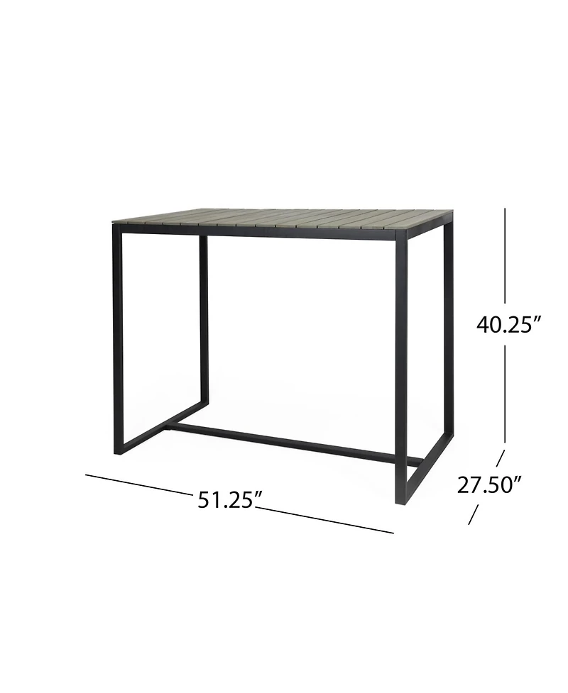 Streamdale Furniture Ernesto Acacia Wood Modern Industrial Outdoor Bar Table