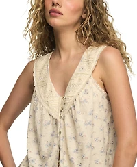 Lucky Brand Women's Lace Yoke V-Neck Top