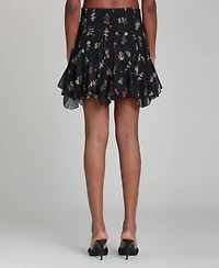 Avec Les Filles Women's Bias Ruffle Mini Skirt