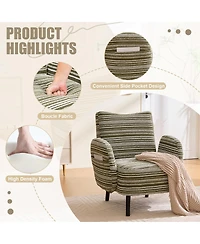 Streamdale Furniture Modern armchair with sanded fabric, side pocket, solid wood legs