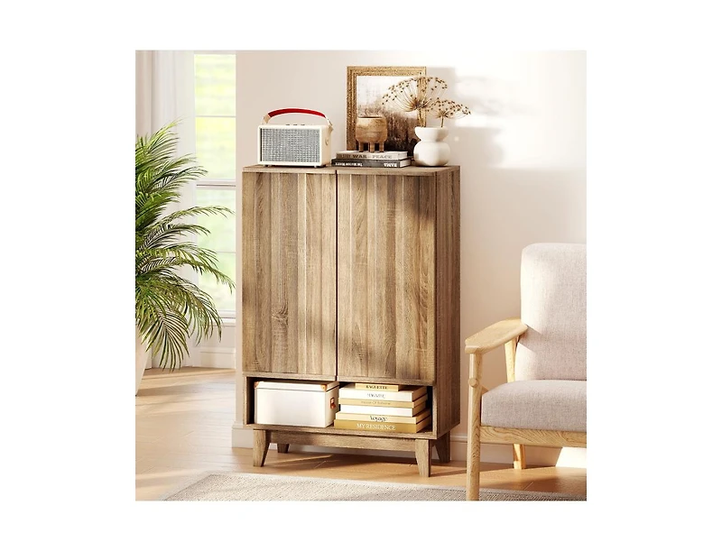 Slickblue Shoe Organizer with 6 Shelves and Decorative Doors