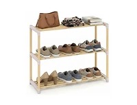 Slickblue 3 Tier Solid Wood Shoe Organizer with Open Slatted Storage