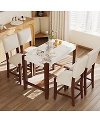 Streamdale Furniture Mid Century Modern 2pk Linen Upholstered Bar Stools with Solid Wood Legs