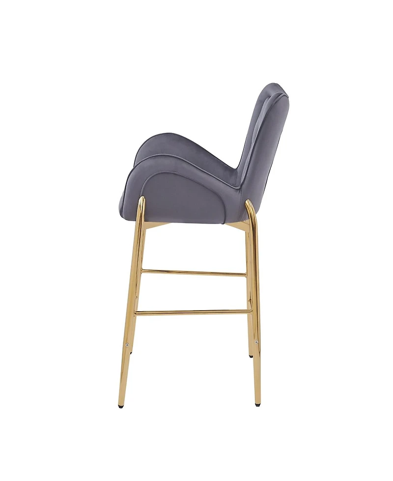 Streamdale Furniture Velvet Counter Height Bar Stools (Set of 2) with Golden Legs