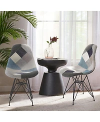 Streamdale Furniture Streamdale Patchwork Bohemian Accent Chair with Chromed Legs, Geometric Pattern, Set of 2