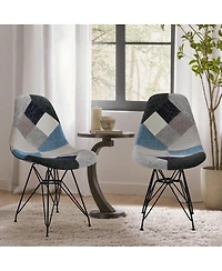 Streamdale Furniture Streamdale Patchwork Bohemian Accent Chair with Chromed Legs, Geometric Pattern, Set of 2