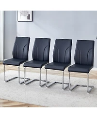 Streamdale Furniture 4-Piece Black Pu Leather Dining Chair Set