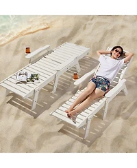 Mecale Adjustable Outdoor Chaise Lounge Chair with Cup Holder, 400 lb Capacity