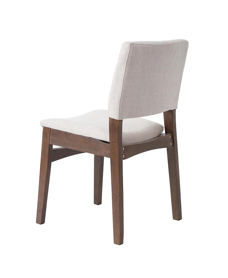 Streamdale Furniture Upholstered Stackable Dining Chairs Set of 2 - Linen Fabric, Solid Wood Frame