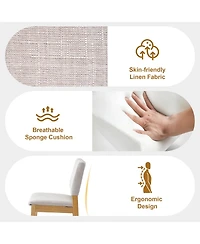 Streamdale Furniture Upholstered Stackable Dining Chairs Set of 2 - Linen Fabric, Solid Wood Frame