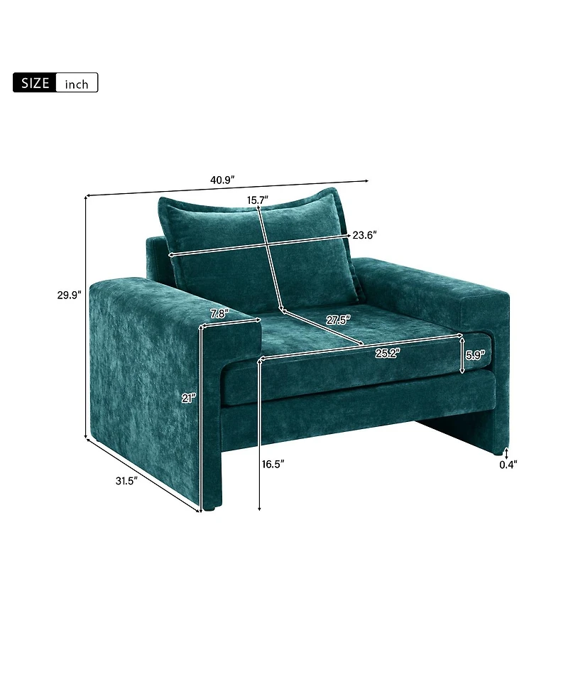 Streamdale Furniture Chenille Upholstered Armchair with Wide Armrests