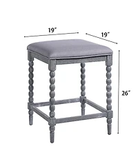 Streamdale Furniture 26" Upholstered Acacia Wood Counter Stools (Set of 4)