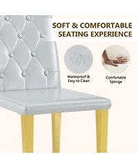 Streamdale Furniture 4-piece light Gray Pu dining chairs with gold metal legs