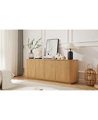 Streamdale Furniture Sideboard Storage Cabinet with Wave Pattern, 64"W x 15"D x 24"H.