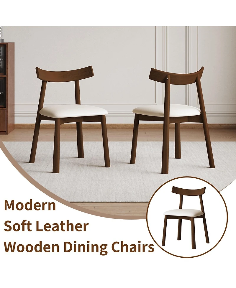 Streamdale Furniture Modern Walnut Dining Chairs with Thick Cushions (Set of 2)