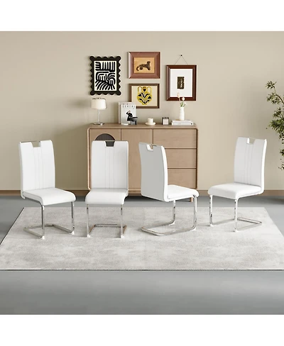 Streamdale Furniture Set of 4 Pu bow-shaped chairs for minimalist/contemporary homes.
