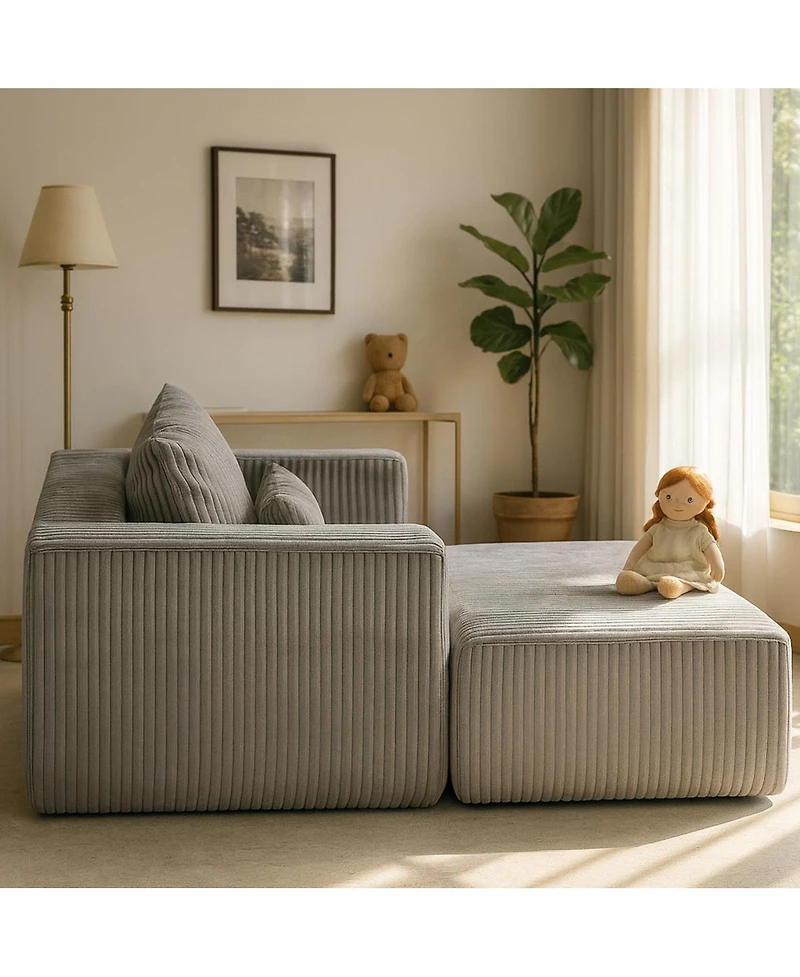 Streamdale Furniture Luxury Corduroy Sofa with Ottoman - Modern & Comfortable