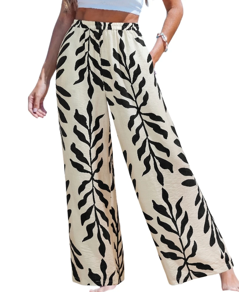 Cupshe Women's Cosmic Moon Tropical Pants