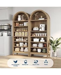 gaomon 71in Tall Book Shelf with Storage, 7 Tier Arched Bookcase with Adjustable Shelves