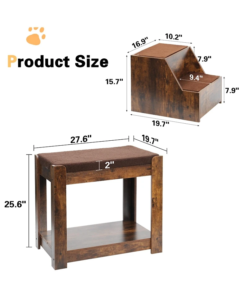 Aostirmotor Pet Bunk Bed with Removable Step – Multi-Level Window Perch with Cushion & Scratch Pad