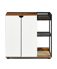 Aostirmotor Rustic Brown Cat Litter Box Enclosure for 2 Cats – Hidden Cat Furniture Cabinet