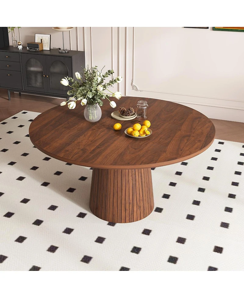 Streamdale Furniture Round Farmhouse Dining Table with Wood Base.