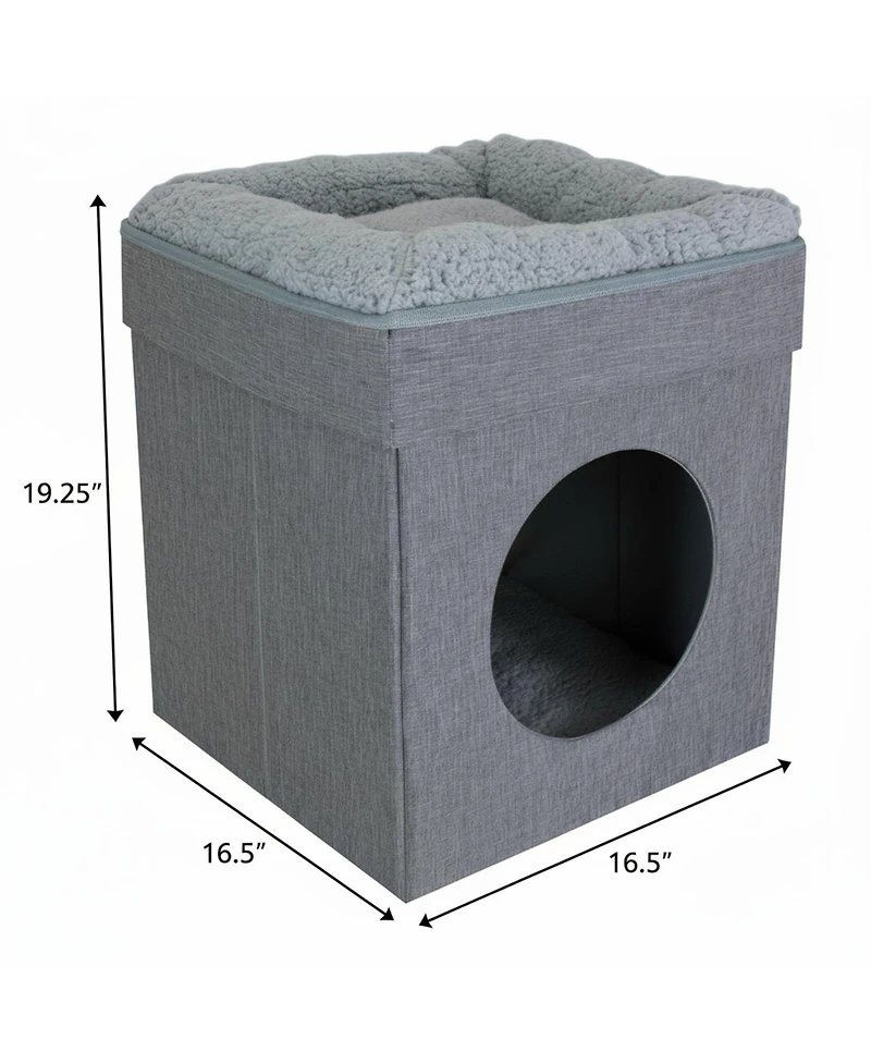 Aronkl 2 1 Cat Cube Bed Lounging Platform Foldable Portable with Washable Cushions