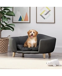 6thdruple Corduroy Dog Sofa with Rubber Wood Legs for Small Breeds