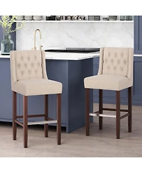 Streamdale Furniture Streamdale Modern Minimalist Metal Bar Stool, Beige, 30" Height, Fabric Seat