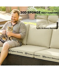 Outsunny 3 Seater Outdoor Couch Sofa with Cushioned Wide Seats