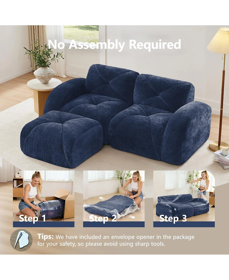 Streamdale Furniture L-shaped Boneless Sofa, Soft Velvet, Tufted, 32D Sponge