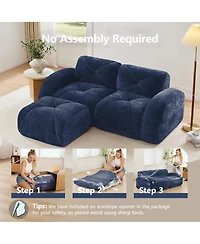 Streamdale Furniture L-shaped Boneless Sofa, Soft Velvet, Tufted, 32D Sponge