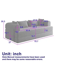Streamdale Furniture Streamdale Convertible Sleeper Sofa Bed with Pillow & Side Pocket, Chenille Folding Mattress Couch