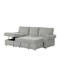 Streamdale Furniture 95" Convertible Sectional Sleeper Sofa w/ Storage Chaise & Cup Holders