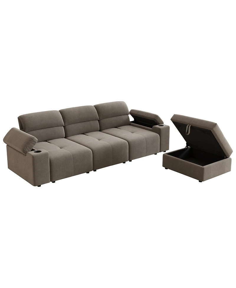 Streamdale Furniture Streamdale Modern L-shaped sectional sofa, 105-inch cloud sofa with adjustable backrest and ottoman