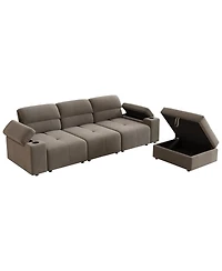Streamdale Furniture Streamdale Modern L-shaped sectional sofa, 105-inch cloud sofa with adjustable backrest and ottoman