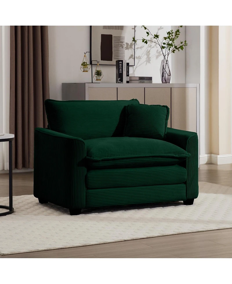 Streamdale Furniture Corduroy Single Chair Sofa With Pillow for Living Room/Bedroom