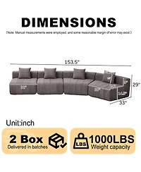 Streamdale Furniture Chenille curved sectional sofa with 4 pillows, curved modular sofa