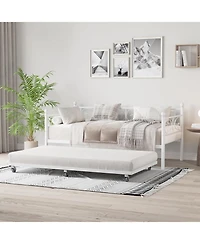 gaomon Metal Twin Daybed with Trundle Sofa Bed Steel Slats Curved Flower Design No Box Spring Needed Living Spaces