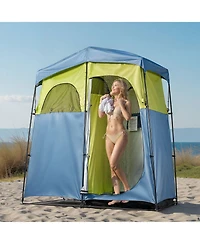 Mecale 2-Room Camping Shower Tent with Shower Bag and Carry Bag
