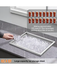 Mecale 21 x 17 x 18 Inch Drop-In Stainless Steel Ice Chest, 40 Qt with Lid