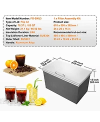 Mecale 24 x 20 x 15 Inch Drop-In Stainless Steel Ice Chest, 40 Qt with Hinged Lid