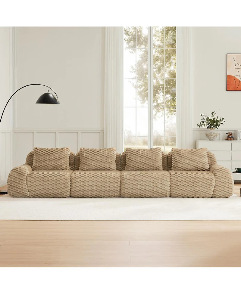 Streamdale Furniture Modern Modular Sectional Sofa, Flannelette, Oversized 4-Seater, Deep Seat