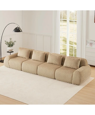 Streamdale Furniture Modern Modular Sectional Sofa, Flannelette, Oversized 4-Seater, Deep Seat