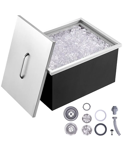Mecale 20 x 14 x 12 Inch Drop-In Stainless Steel Ice Chest, 40 Qt with Lid