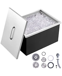 Mecale 20 x 14 x 12 Inch Drop-In Stainless Steel Ice Chest, 40 Qt with Lid