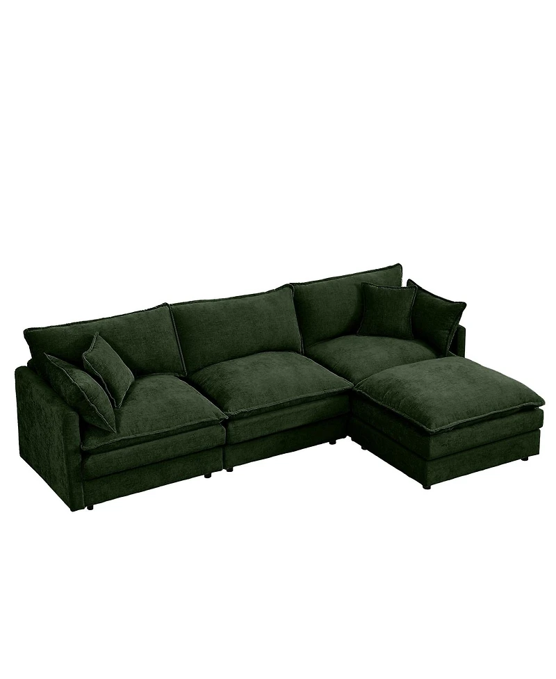 Streamdale Furniture Modular Sectional Sofa, 102" L-Shaped Couch Set, 3-Seater Cloud Couch w/ Ottoman